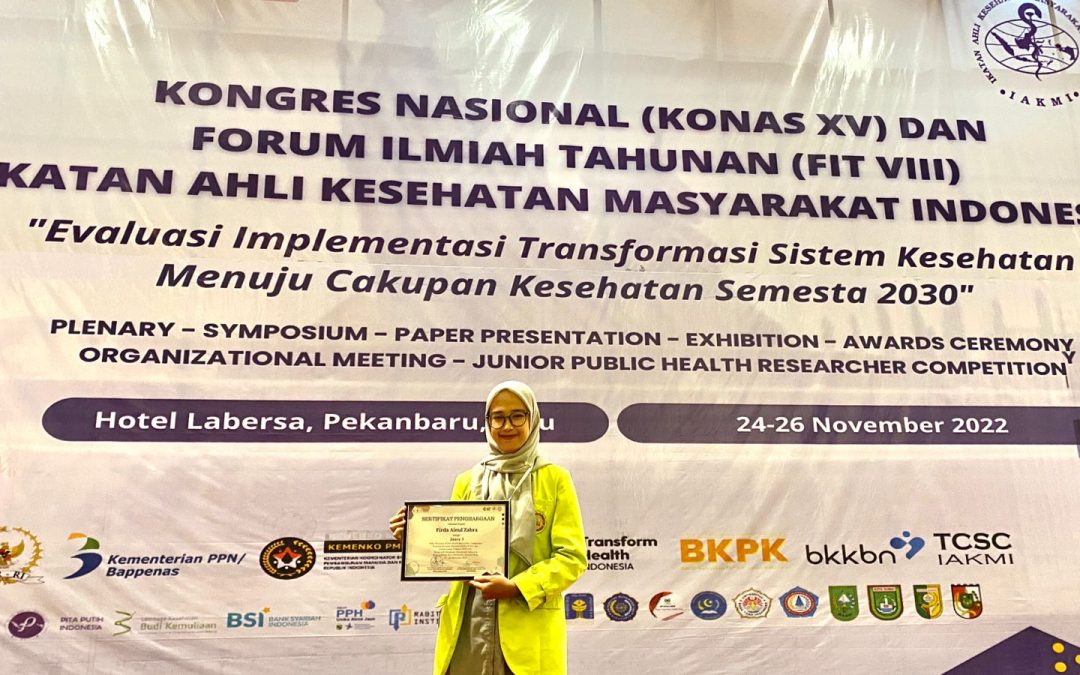 Selamat Kepada Firda Ainul Zahra, S.KM Meraih Juara 3 pada Acara 7th Junior Public Health Researcher Competition (JPHRC) Tingkat Nasional