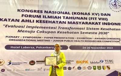 Selamat Kepada Firda Ainul Zahra, S.KM Meraih Juara 3 pada Acara 7th Junior Public Health Researcher Competition (JPHRC) Tingkat Nasional